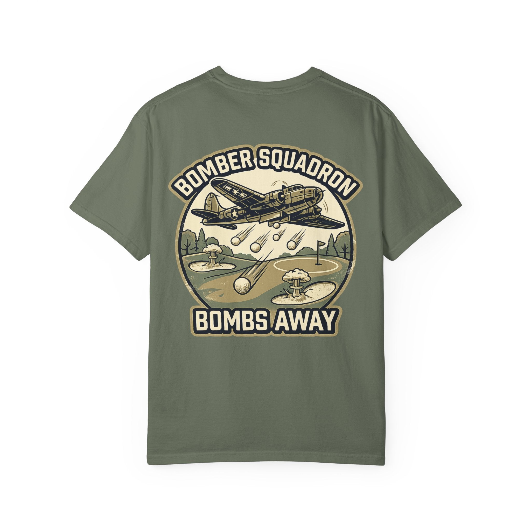Bomber Squadron “Bombs Away” Golf Shirt – Vintage Military Aviation Graphic Tee