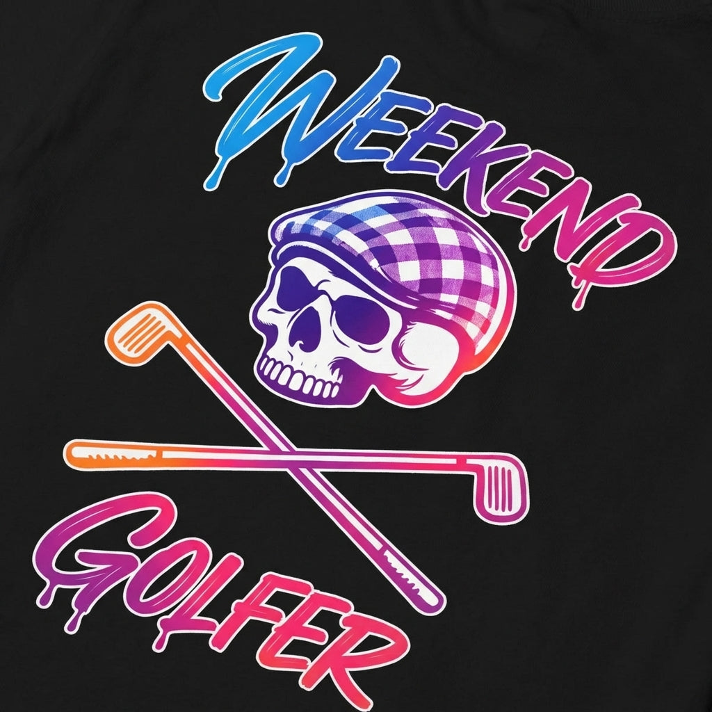 Weekend Golfer T-Shirt — Retro Skull & Crossed Clubs Golf Tee