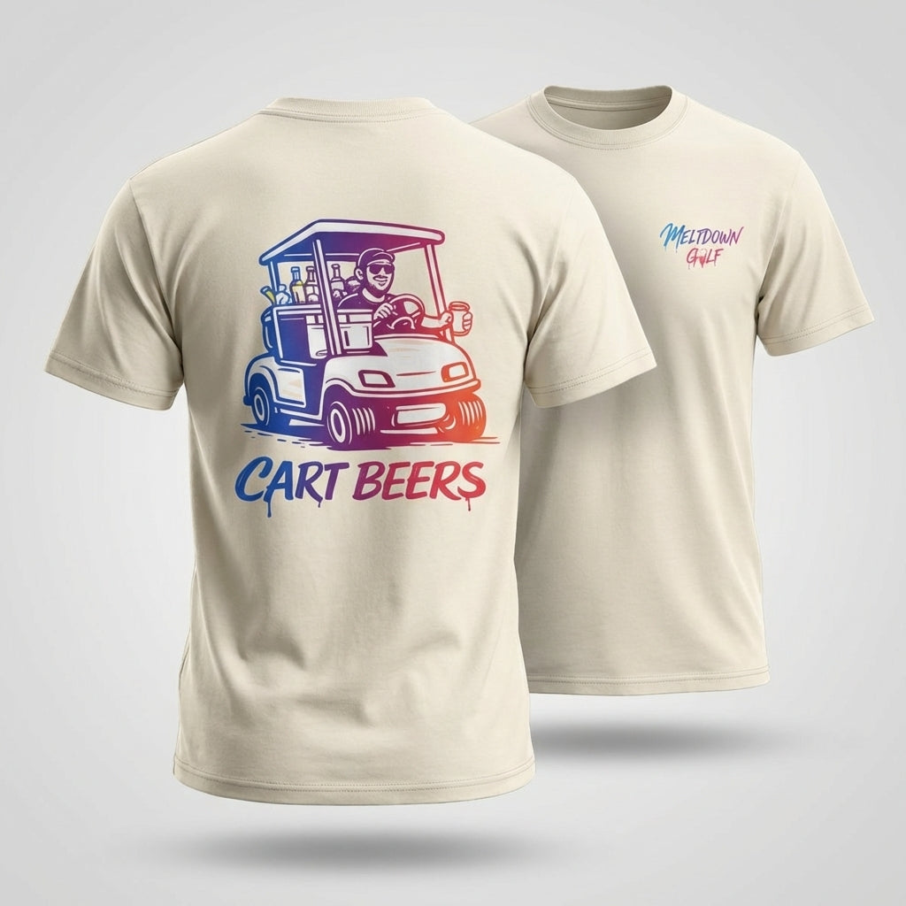 Golf Cart T‑Shirt — "Cart Beers" Vintage Golfing Tee