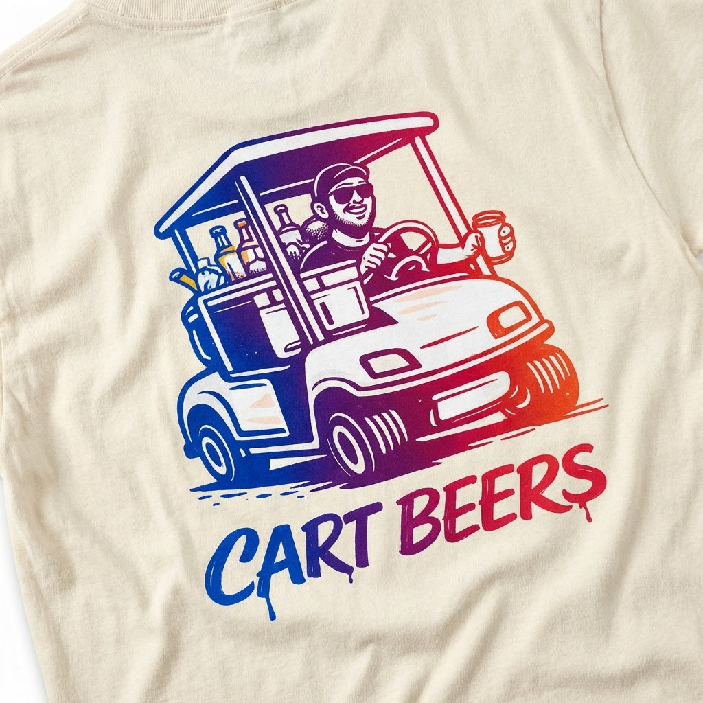 Golf Cart T‑Shirt — "Cart Beers" Vintage Golfing Tee