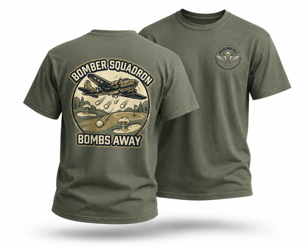 Bomber Squadron “Bombs Away” Golf Shirt – Vintage Military Aviation Graphic Tee