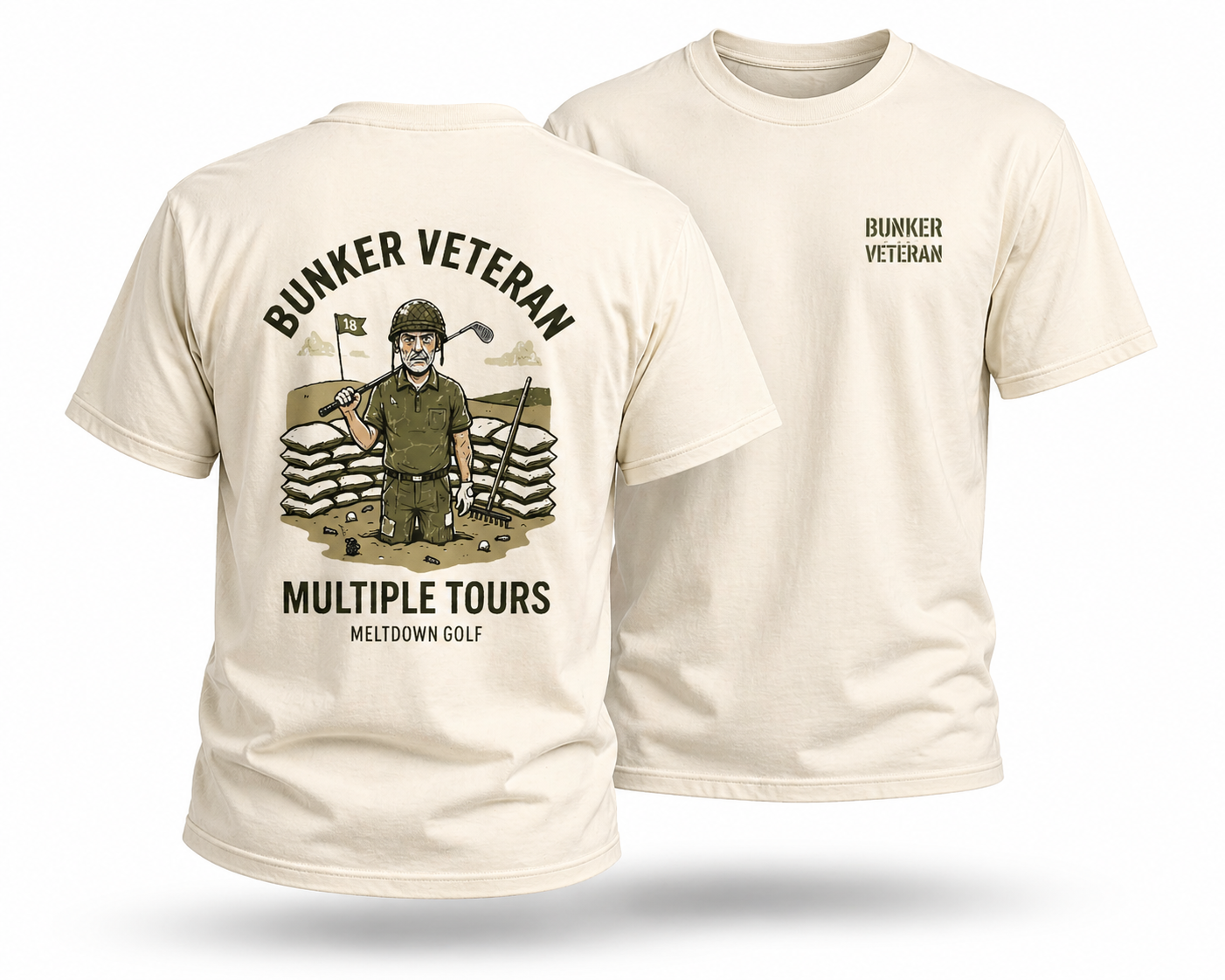 Bunker Veteran Golf Shirt – Multiple Tours Vintage Military Golf Graphic Tee