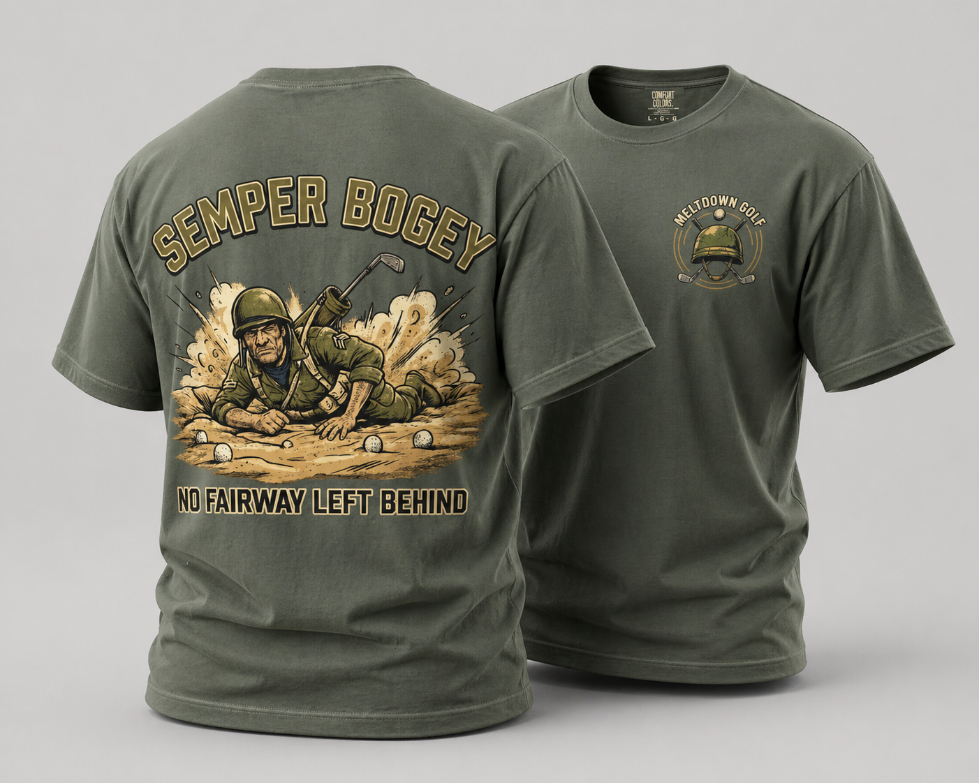 Semper Bogey Golf T-Shirt — "No Fairway Left Behind" Military Golf Tee