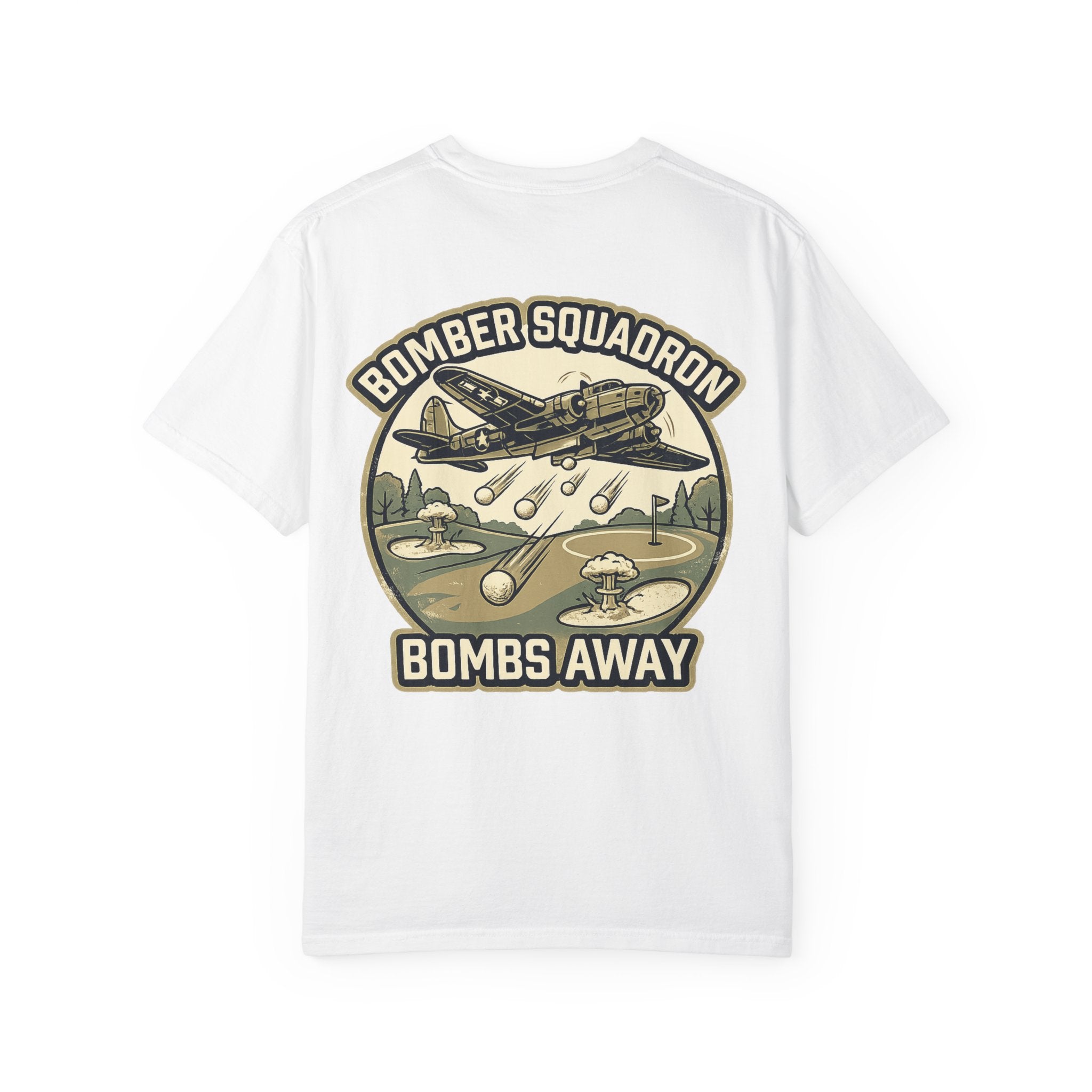 Bomber Squadron “Bombs Away” Golf Shirt – Vintage Military Aviation Graphic Tee